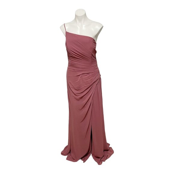 NWT Hayley Paige Occasions Size 12 One Shoulder Bridesmaid Prom Gown in Berry - Picture 2 of 10